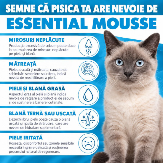 Dermoscent Essential Mousse for Cats – Spumă Dermatologică fără Clătire pentru Pisici – 150 ml
